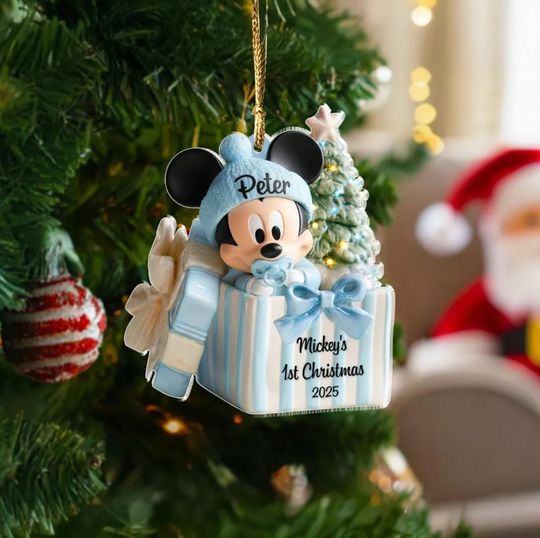 Discover Custom Mickey Mouse Babys First Christmas Ornament, Personalized Disney Christmas Acrylic Keepsake, Disney Baby Gift, New Baby Gift