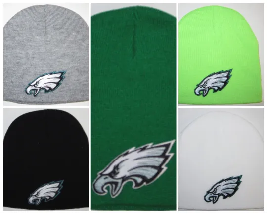 Discover Philadelphia Eagles Beanie ~Knit Hat ~CLASSIC football PATCH/LOGO ~5 Cool Colors ~New