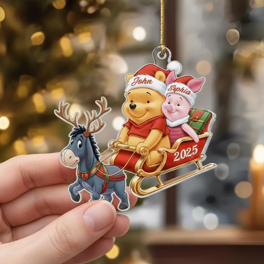 Discover Custom Disney Winnie the Pooh Christmas Ornament, Disney Couple Decor, Pooh & Piglet Christmas Ornaments, Disneyland Xmas Ornament
