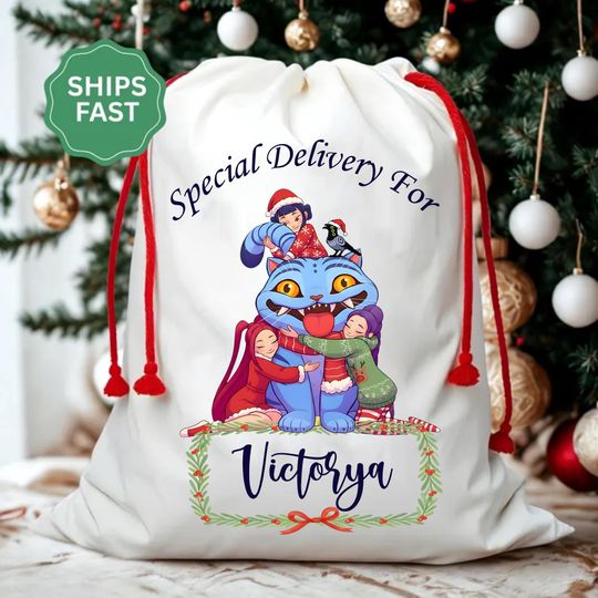 Custom Name Huntrix Santa Sack With Name, Custom Kpop Demon Hunter Santa Sack, Custom KPDH Christmas Gift Bag, Xmas Stocking