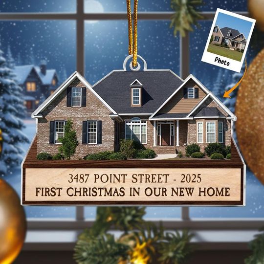 Discover Personalized Home Photo Ornament, Custom New Home Christmas Ornament, House Ornament, Family Name Ornament, Housewarming Gift, Realtor Gift