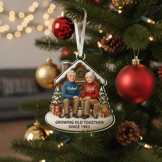 Discover Personalized Couples Christmas Acrylic Ornament: Growing Old Together, Anniversary Holiday Home Decoration, Grandparents Gift