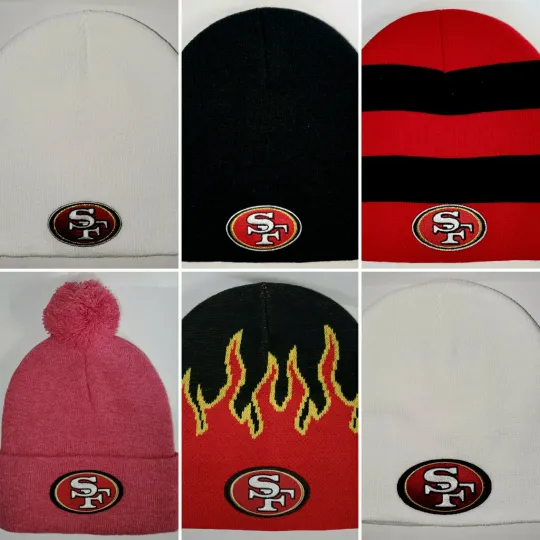 Discover San Francisco 49ers Beanie 🏈Knit Hat-Cap🏈CLASSIC football PATCH/LOGO🏈9 Styles🏈NEW