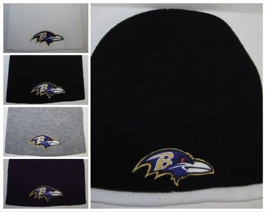 Discover Baltimore Ravens Beanie ✨Knit Hat ✨CLASSIC football PATCH/LOGO ✨5 Cool Colors ✨NEW