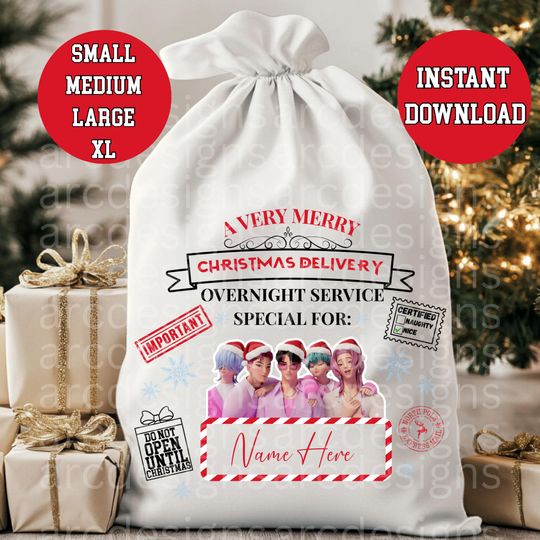 Discover Kpop Demon Hunters Christmas Special Delivery PNG, Santa Mail, Digital Download, Santa Sack, Saja Boys