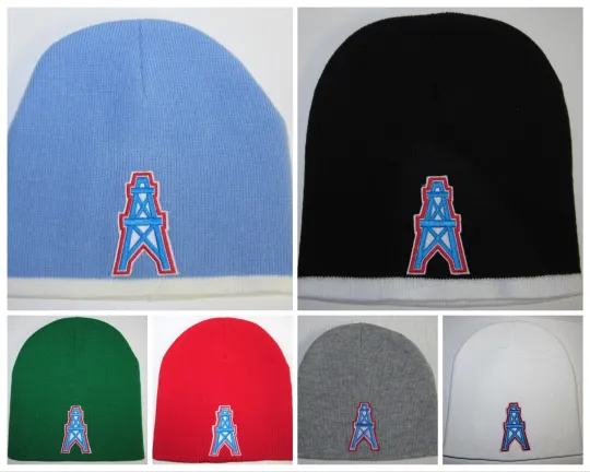 Houston Oilers Beanie Knit Hat VINTAGE football PATCH/LOGO