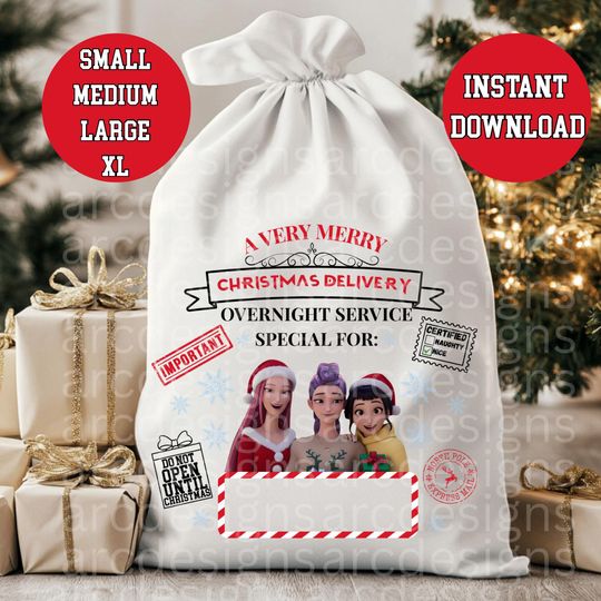 Discover Kpop Christmas Special Delivery | Christmas Sack Decal PNG | Demon Hunter Red Design | Digital Download | 3 Sizes Small to XL