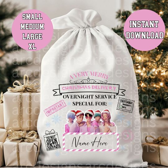 Discover Kpop Saja Boys Christmas Special Delivery PNG | Santa Mail | Digital Download | Santa Sack | 3 Sizes Small to XL