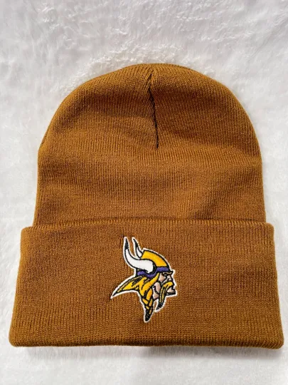 Discover Beanie Minnesota Vikings Adult Brown Winter Knit Hat Cap Toboggan Sideline USA