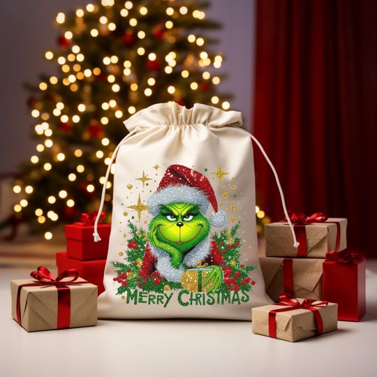 Discover Merry Christmas funny character Santa Sack, Presents Bag, Christmas Gift Sack, Personalized Kids Sack
