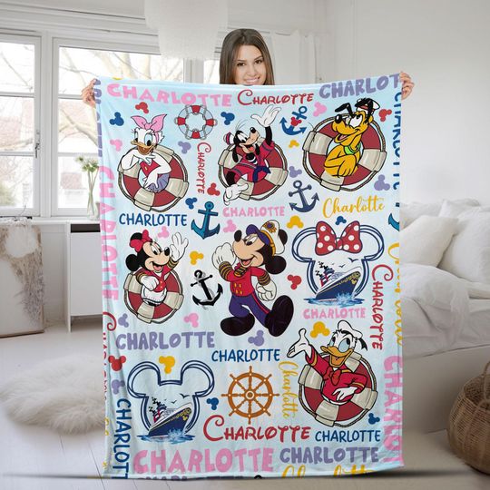 Discover Personalized Mickey and Friends Disney Cruise Blanket/Disney Wish Dream Birthday Cruise Gift /Disney Family Cruise Vacation 2025 OHS316
