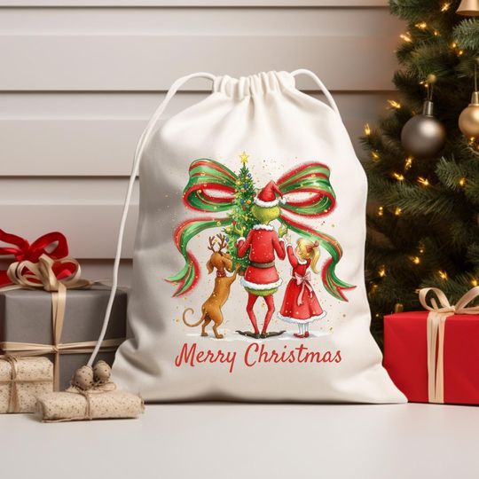 Discover funny character Santa Sack, Presents Bag, Christmas Gift Sack, Personalized Kids Sack CM3SS
