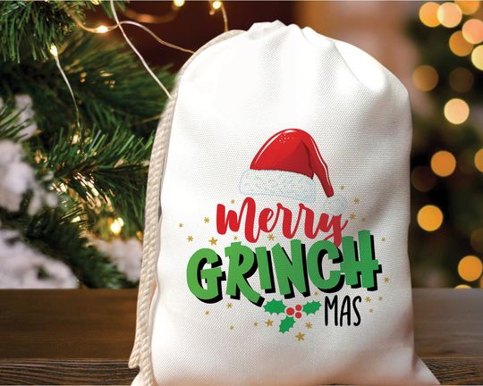 Merry Grin Favor Bag - Grin Holiday Bag - Xmas Party Bag - Kids Christmas Gift Bag - Christmas Goodie Bag