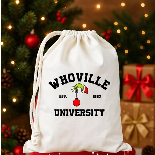Discover Customized Grin Whoville Treat Bags, Mini Santa Sack, funny character Drawstring Christmas Bag, Special Delivery,Do Not Open Until December 25th