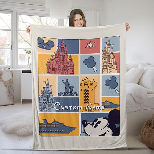 Discover Magical Castle Blanket Magic Kingdom Fleece for Women Men Girls Boys Bedroom Living Room Couch Office Car Retro Vintage Disneyland UM5P09
