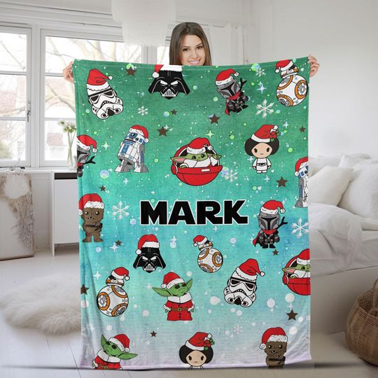 Discover Custom Star War Characters Alphabet Blanket, Star Wars Blanket, Disney Star Wars Galaxy Blanket, Birthday Gift, Christmas Gift UM5P08