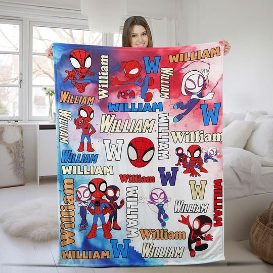 Personalized Spidey And Amazing Friends Fleece Blanket, Spider Man Blanket