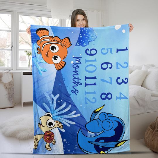 Discover Disney Finding Nemo Blanket, Milestone Baby Blanket, Finding Nemo Babyshower Blanket SKZU12