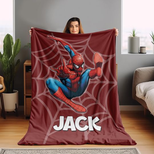 Personalized Spiderman Blanket, Spider Man Fleece Blanket, Spiderman Birthday Gift