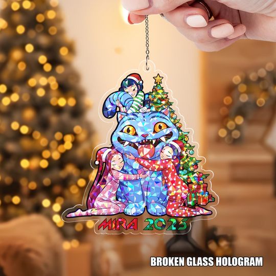 Discover Derpy Tiger Demon Hunter Ornament, Kpop Tiger Ornament With Hanging Piece Custom Huntrix Tiger With Message & Name, Derpy Gift KDSE19
