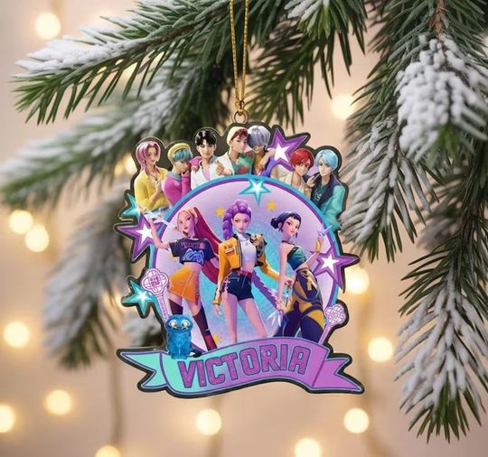 Discover Custom Huntrix Acrylic Ornament with Name, Personalized Kpop Demon Hunter Ornament, Gift Decor for Huntrix fan, Huntrix Christmas Ornament