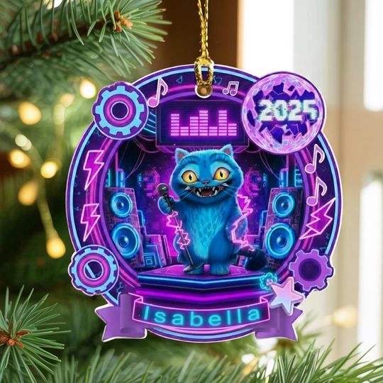 Personalized Demon Derpy Christmas Ornament, Kpop Derpy Tiger Ornament, Blue Tiger Fictional Idols Keepsake, Kpop Inspire Holiday Decor