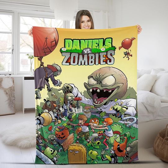 Discover Personalized Plants And Zombies Blanket/Plants vs zombies Birthday Blanket/Custom Blanket/Plants Vs Zombies Blanket OGWB15
