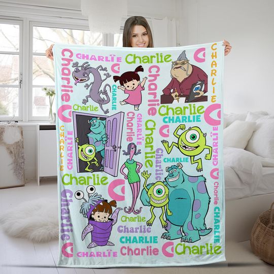 Personalized Monsters Inc Blanket, Custom Name Monster Inc Blanket