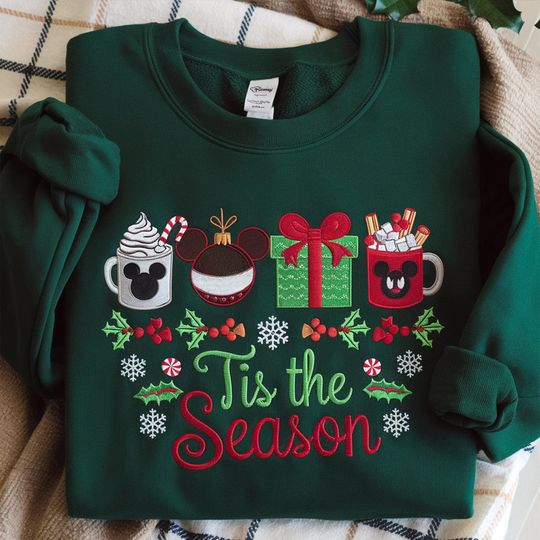 Discover Embroidered Disney Christmas Mickey Sweater, Disney Tis The Season Christmas Shirt, Disney Santa Holiday Shirt, Disney Hot Cocoa Shirt