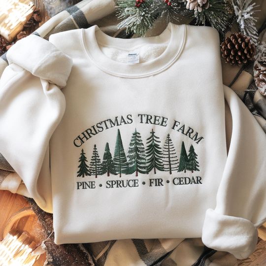 Discover EMBROIDERED Christmas Tree Farm Comfort Colors Sweatshirt, Christmas Tree Sweatshirt, Christmas Team Shirt, Family Christmas Farm Shirt