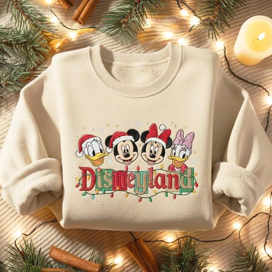 Discover EMBROIDERED Mickey And Friends Christmas Sweatshirt, Disneyland Sweatshirt, Disneyland Christmas Sweatshirt, Disney Family Trip Shirt