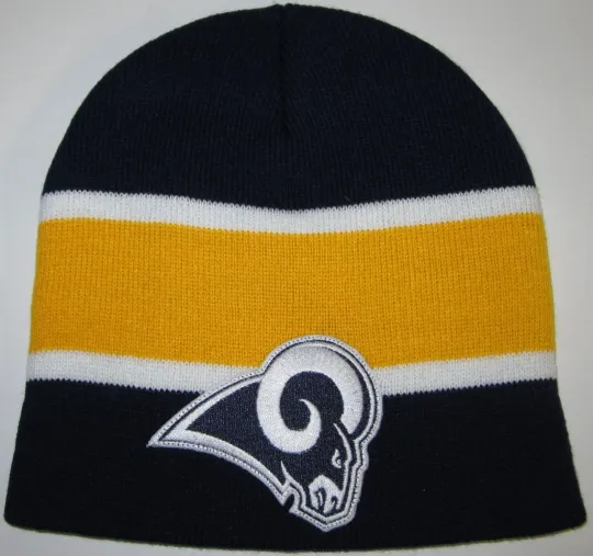 Discover Los Angeles Rams Beanie ~Knit Cap ~Hat ~CLASSIC football PATCH/LOGO ~Cool ~NEW