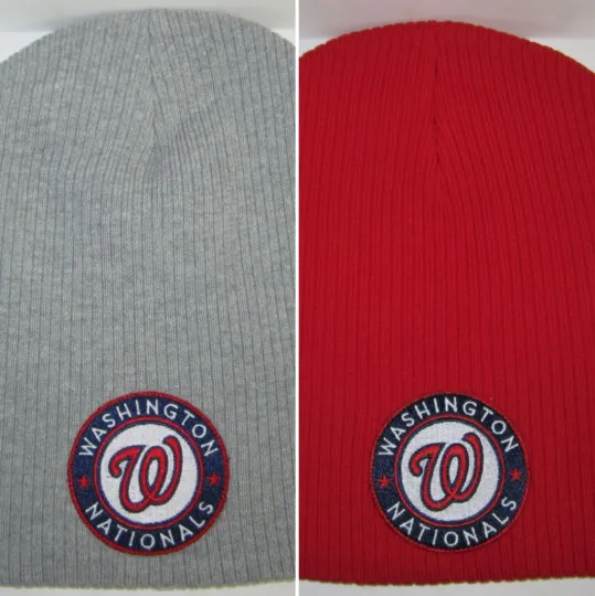 Discover Washington Nationals Wide Ribbed Beanie ⚾Knit Cap ⚾MLB Patch/Logo ⚾2 Colors ⚾NEW