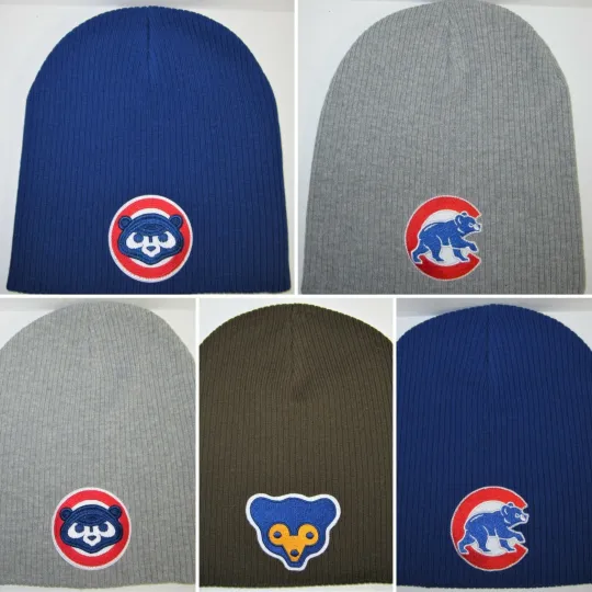 Discover Chicago Cubs Wide Ribbed Beanie ⚾️Knit Cap ⚾️MLB Patch/Logo ⚾️3 Cool Colors ⚾NEW
