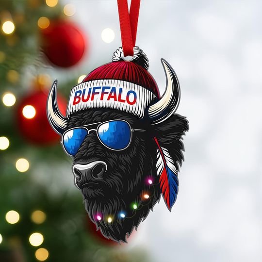 Discover Buffalo Football Mascot Ornament, Cute Sports Team Christmas Tree Decoration, Personalized Gift for Football Fans, Kids, and Sports Lover