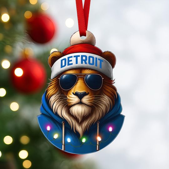 Discover Detroit Football Mascot Ornament  Cute Sports Team Christmas Tree Decoration, Personalized Gift for Football Fans, Kid, and Sports Lover
