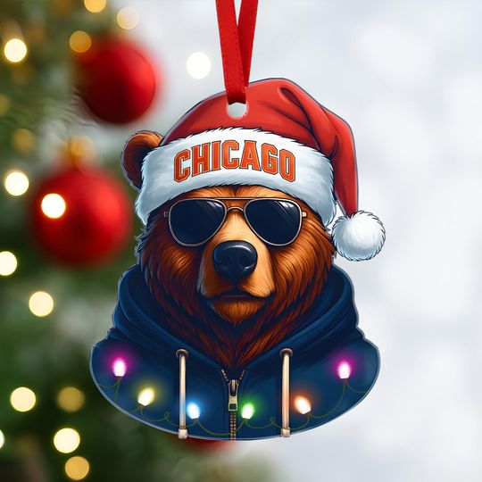 Discover Chicago Football Mascot Ornament  Cute Sports Team Christmas Tree Decoration, Personalized Gift for Football Fans, Kids, and Sports Lover