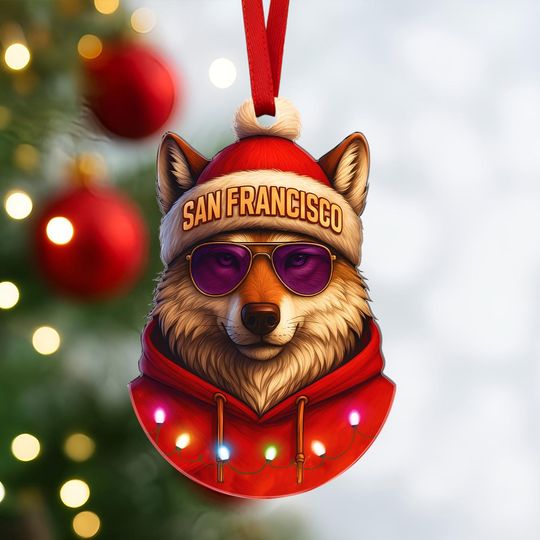 Discover San Francisco Football Mascot Ornament  Cute Sports Team X-Mas Tree Decoration, Personalized Gift for Football Fans, Kids, and Sports Lover