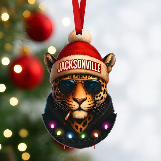 Discover Jacksonville Football Mascot Ornament  Cute Sports Team X-Mas Tree Decoration, Personalized Gift for Football Fans, Kids, and Sports Lovers