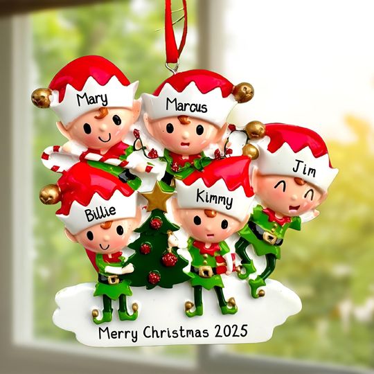 Discover Personalized Elf Family Christmas Ornament 2025, Custom Elves Names Ornament, Holiday Tree Decoration, Cute Family Christmas Gift Keepsake