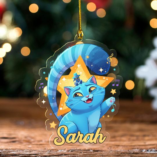 Personalized Derpy Cat Kpop Demon Hunters Christmas, Halloween Acrylic Ornament, Decor Acrylic Ornament, Custom name NGVD14