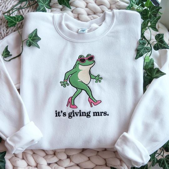 Discover Embroidered Mrs Frog Shirt, Bride Shirt, Funny Bridal Shower Tee, Bachelorette Bride Shirt, Engagement Shirt, Bride to Be Shirt