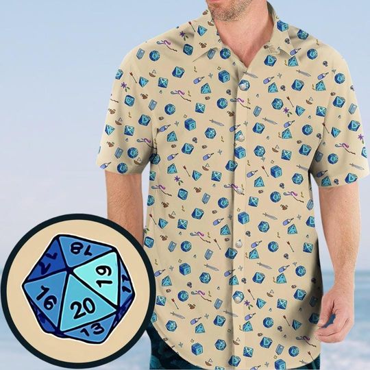Discover Dnd Button Shirt, Dungeons And Dragons Shirt, Dungeons And Dragons Hawaiian Shirt, Dnd Shirt, Dice Shirt, Dungeons And Dragon Gift