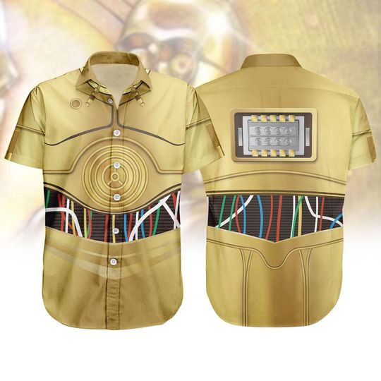 Discover C3PO Star Wars Cosplay Button Shirt, Star Wars Droid Hawaiian Shirt Men, Robots Movie Costume, Vacation Shirt Men, Autobots Fans Shirt