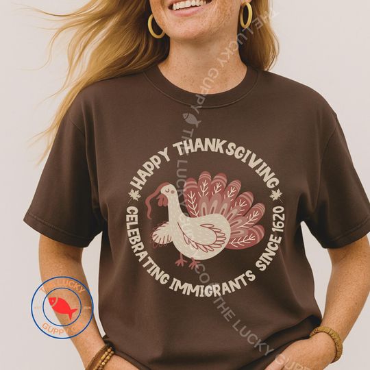 Discover Celebrating Immigrants Since 1620 Thanksgiving Unisex T-Shirt, Subtle FDT Shirt, Turkey Thighs and Equal Rights, Liberal Thanksgiving Tee