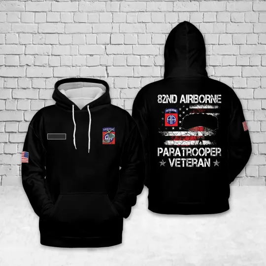 US Army 82nd Airborne Veteran 3D Hoodie Military