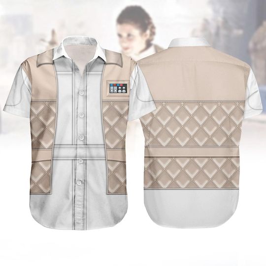 Leia Organa Cosplay Button Shirt, Star Wars Hawaiian Shirt Women, Princess Leia Costume, Mandalorian Button Up Shirt, Halloween Gifts