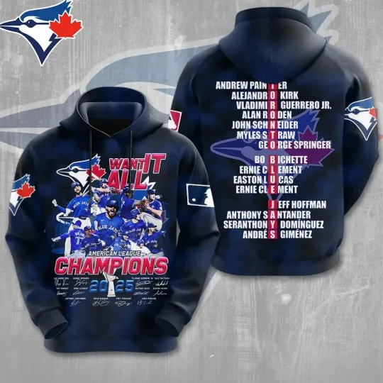 Discover Blue 2025 American League Champions 3D Apparel Hoodie
