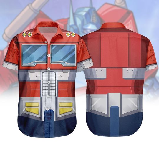 Optimus Prime Cosplay Button Shirt, Transformers Hawaiian Shirt Men, Robots Movie Costume, Vacation Shirt Men, Autobots Fans Shirt