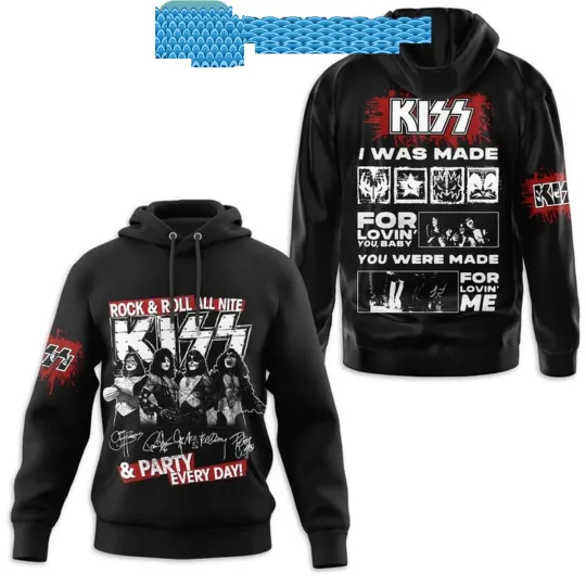 Discover Kiss Rock and Roll 3D Hoodie, All Nite and Party Every Day